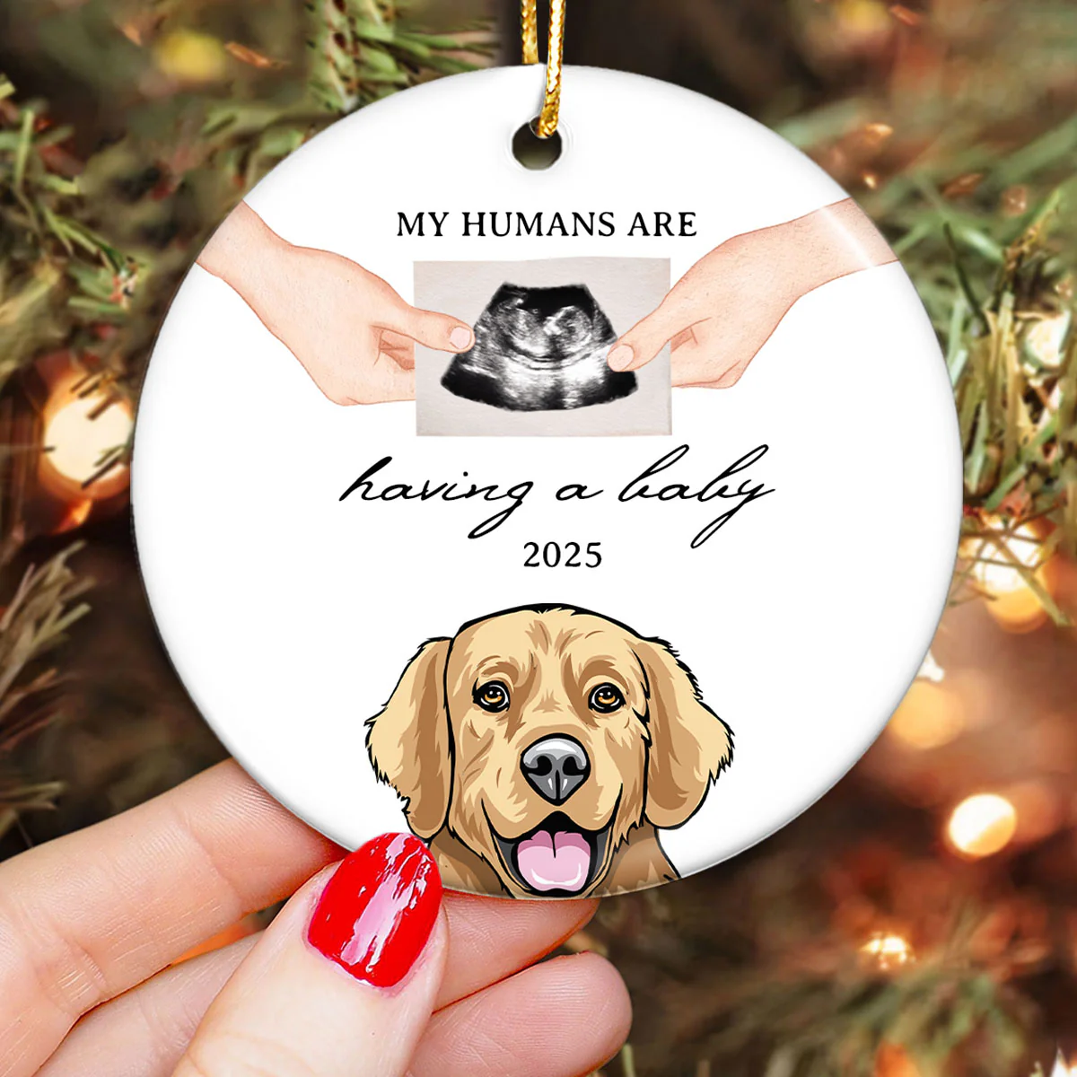 My Human Having A Baby, Personalized Pregnancy Announcement Ornament with Dogs Cats, Expecting Family Christmas Keepsake, Custom Gift - Image 4