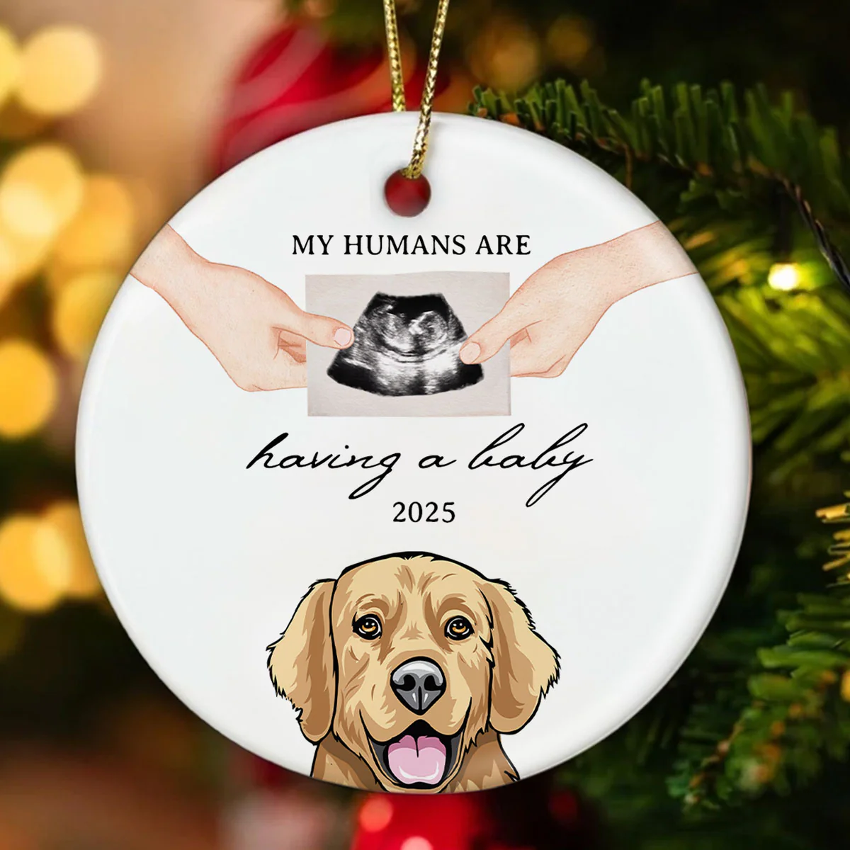 My Human Having A Baby, Personalized Pregnancy Announcement Ornament with Dogs Cats, Expecting Family Christmas Keepsake, Custom Gift - Image 5