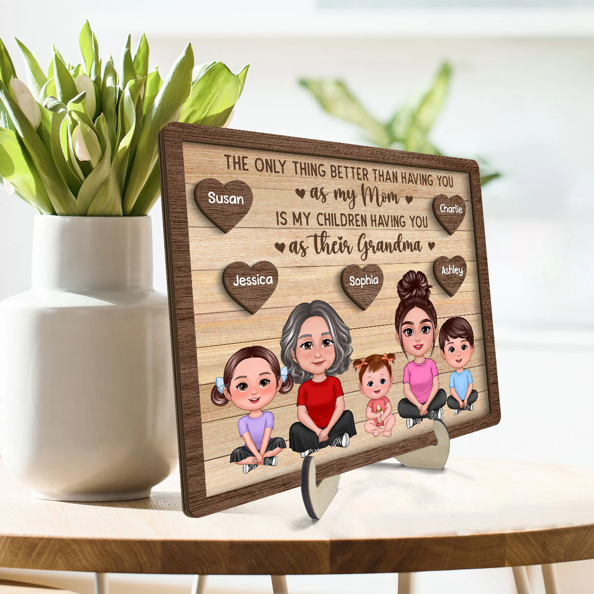 My Kids Have You As Their Grandma Personalized 2-layer Wooden Plaque - Image 3
