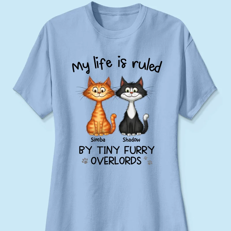 My Life Is Ruled By Tiny Furry Overlords Quirky Cats Personalized Shirt - Image 13