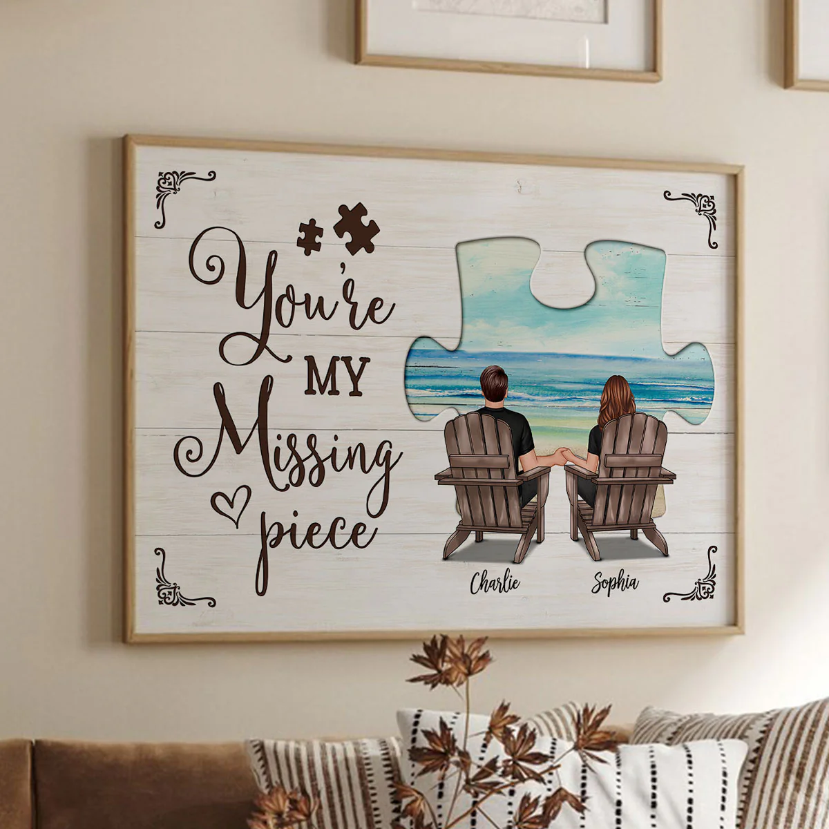 My Missing Piece Couple Beach Landscape Personalized Poster, Gift For Couples, For Him, For Her - Image 4