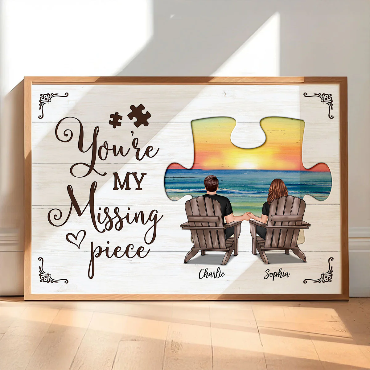 My Missing Piece Couple Beach Landscape Personalized Poster, Gift For Couples, For Him, For Her - Image 5