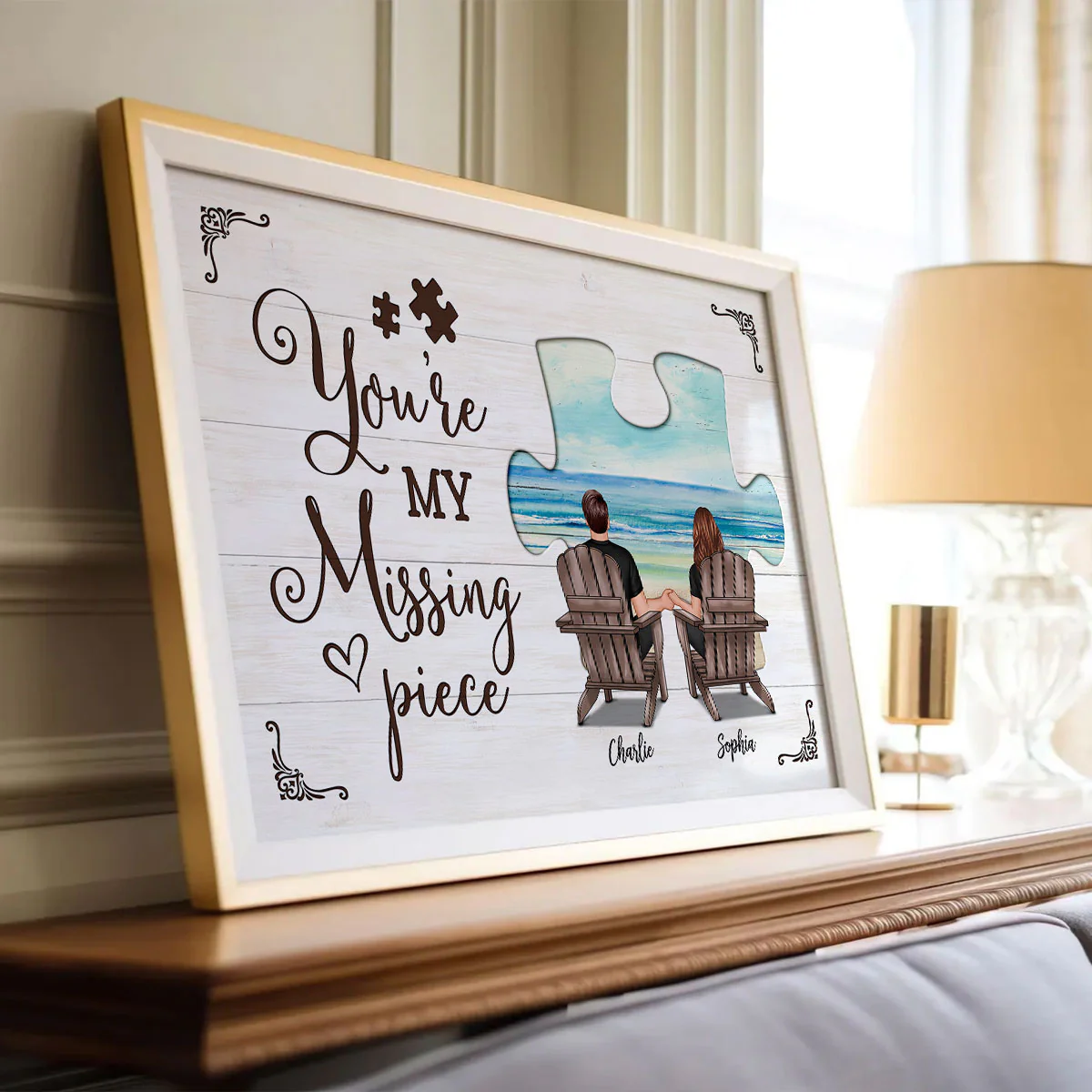 My Missing Piece Couple Beach Landscape Personalized Poster, Gift For Couples, For Him, For Her - Image 6