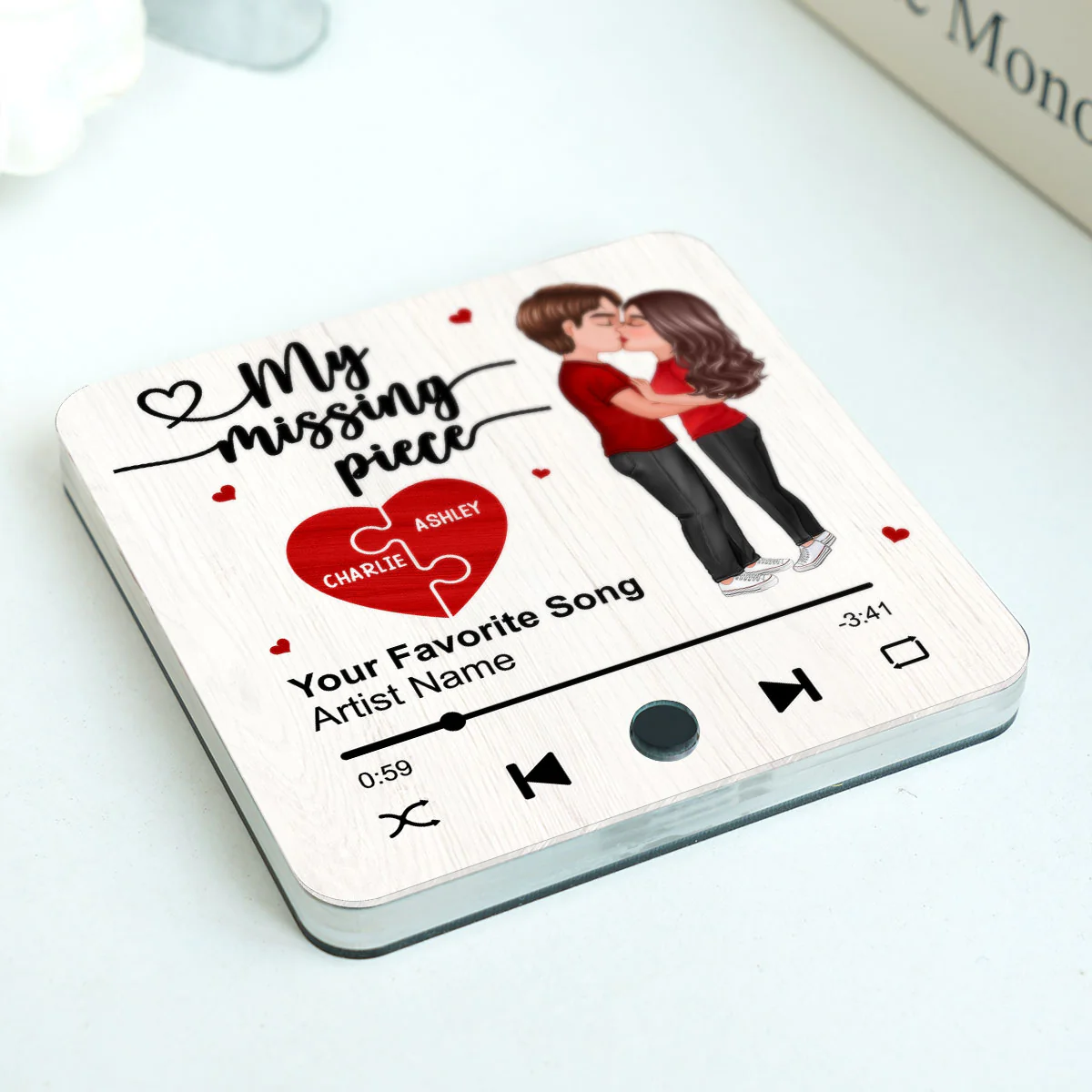 My Missing Piece Couple Kissing Favorite Song Personalized Music Fridge Magnet, Valentine‘s Day Gift For Her Gift For Him - Image 3