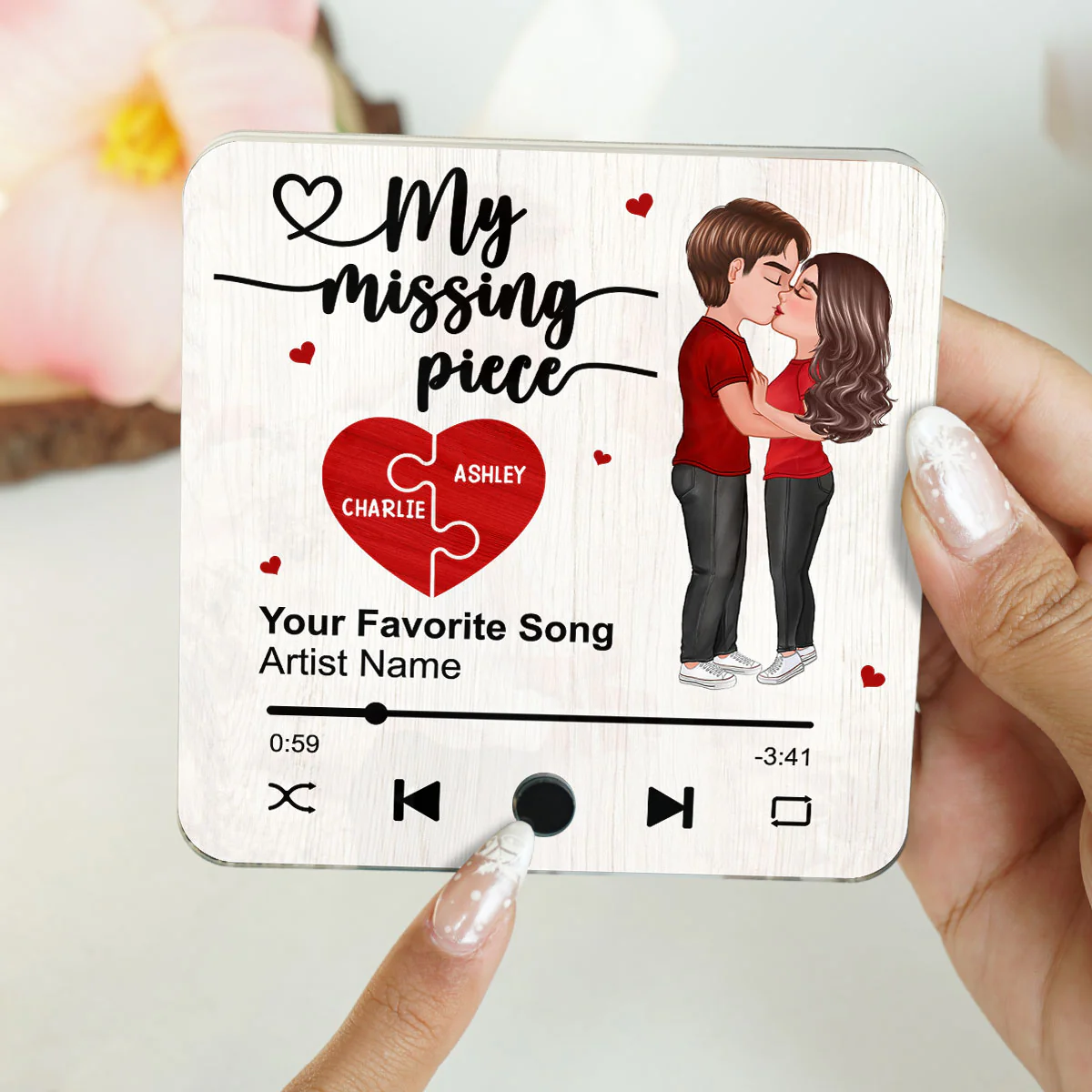 My Missing Piece Couple Kissing Favorite Song Personalized Music Fridge Magnet, Valentine‘s Day Gift For Her Gift For Him - Image 7