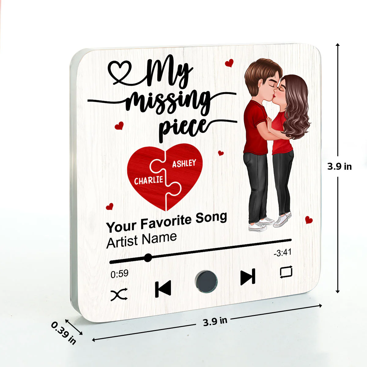 My Missing Piece Couple Kissing Favorite Song Personalized Music Fridge Magnet, Valentine‘s Day Gift For Her Gift For Him - Image 8