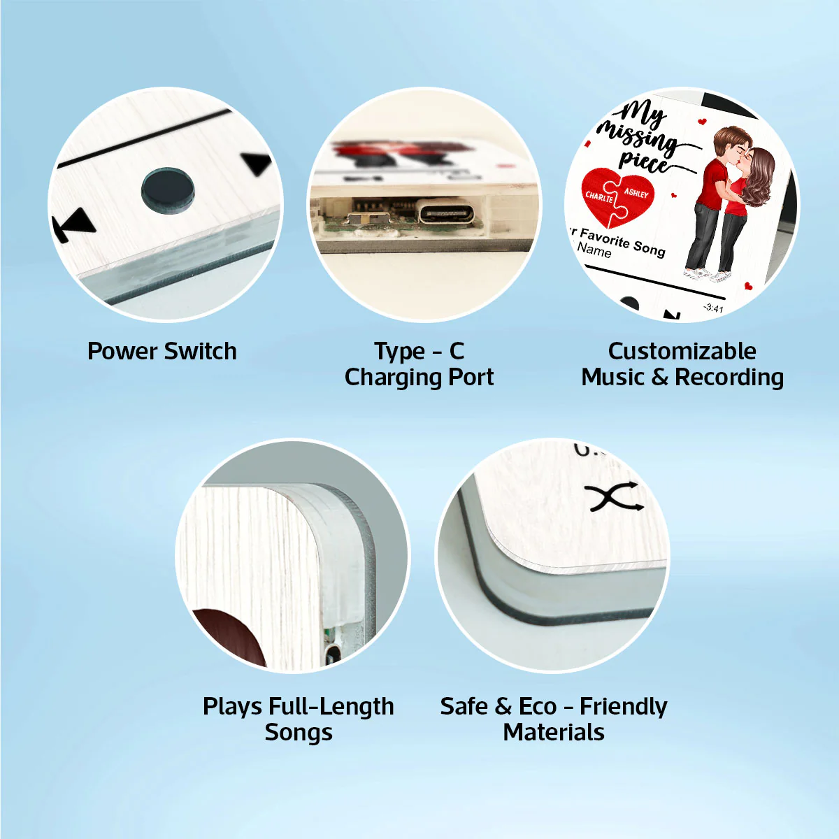 My Missing Piece Couple Kissing Favorite Song Personalized Music Fridge Magnet, Valentine‘s Day Gift For Her Gift For Him - Image 9