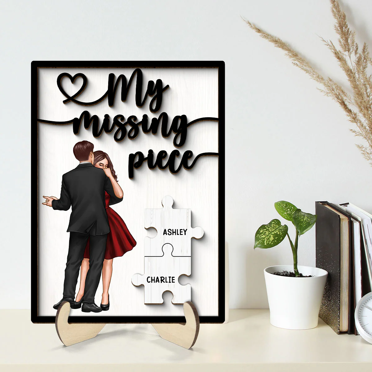 My Missing Piece Dancing Couple Personalized 2-Layer Wooden Plaque, Anniversary Gift, Gift For Couple - Image 2