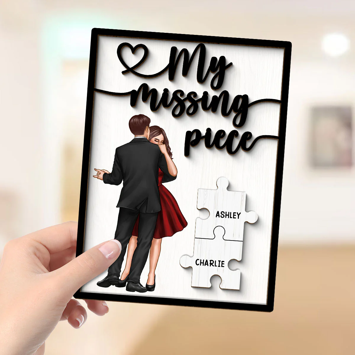 My Missing Piece Dancing Couple Personalized 2-Layer Wooden Plaque, Anniversary Gift, Gift For Couple - Image 4