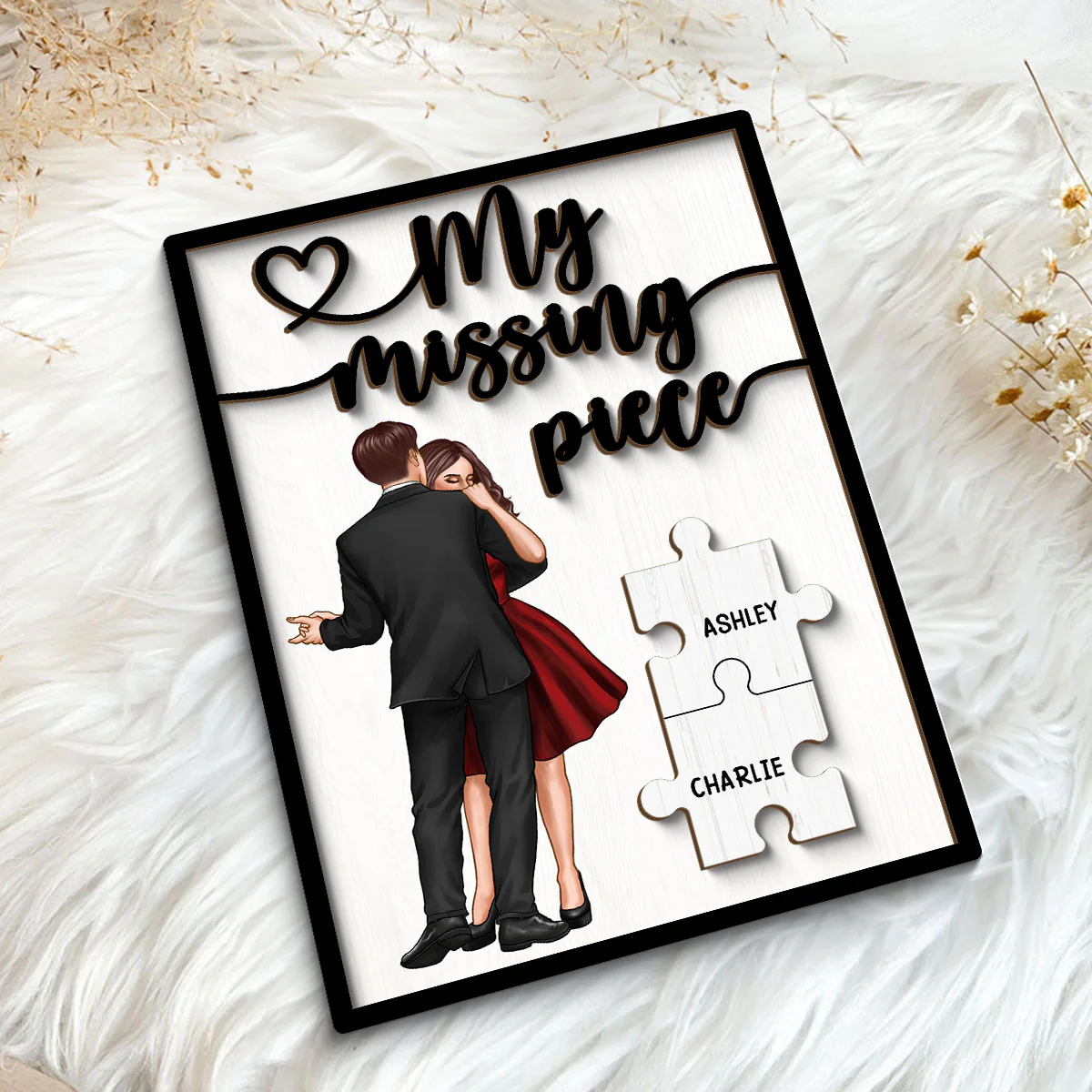 My Missing Piece Dancing Couple Personalized 2-Layer Wooden Plaque, Anniversary Gift, Gift For Couple - Image 5