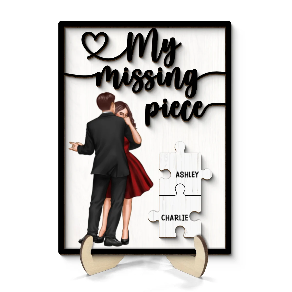 My Missing Piece Dancing Couple Personalized 2-Layer Wooden Plaque, Anniversary Gift, Gift For Couple - Image 8