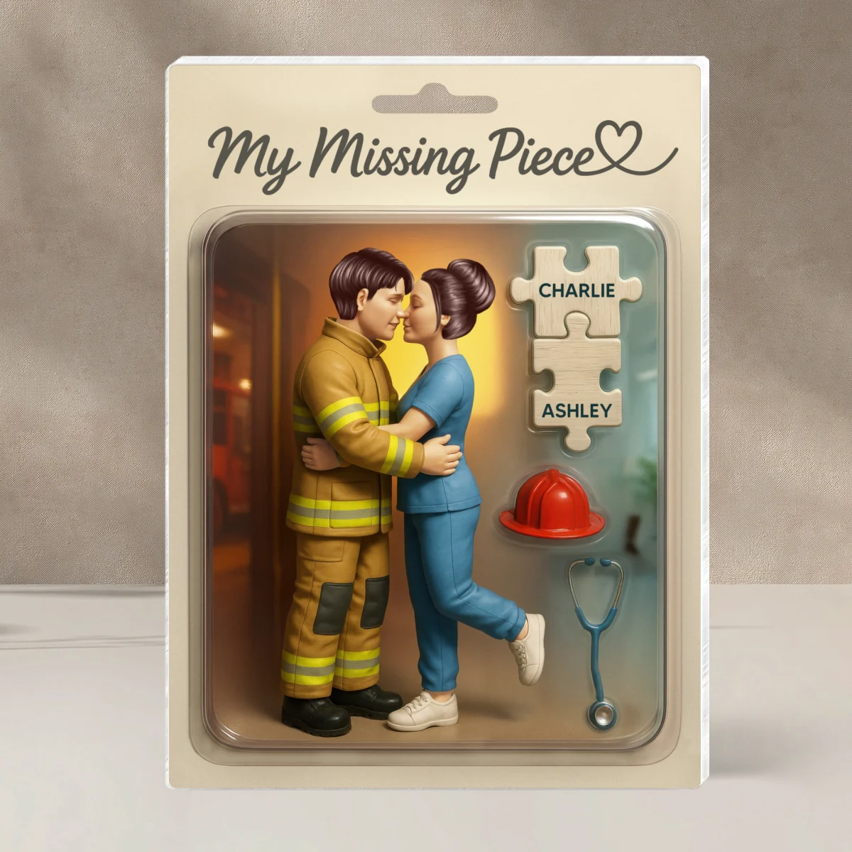 My Missing Piece Firefighter Nurse Couple Personalized Acrylic Block Plaque, Gift for Him, Gift for Her - Image 11