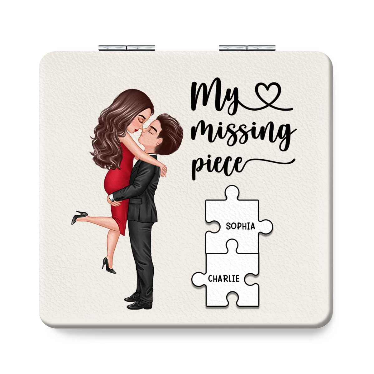 My Missing Piece Gift For Her Personalized Square Compact Mirror