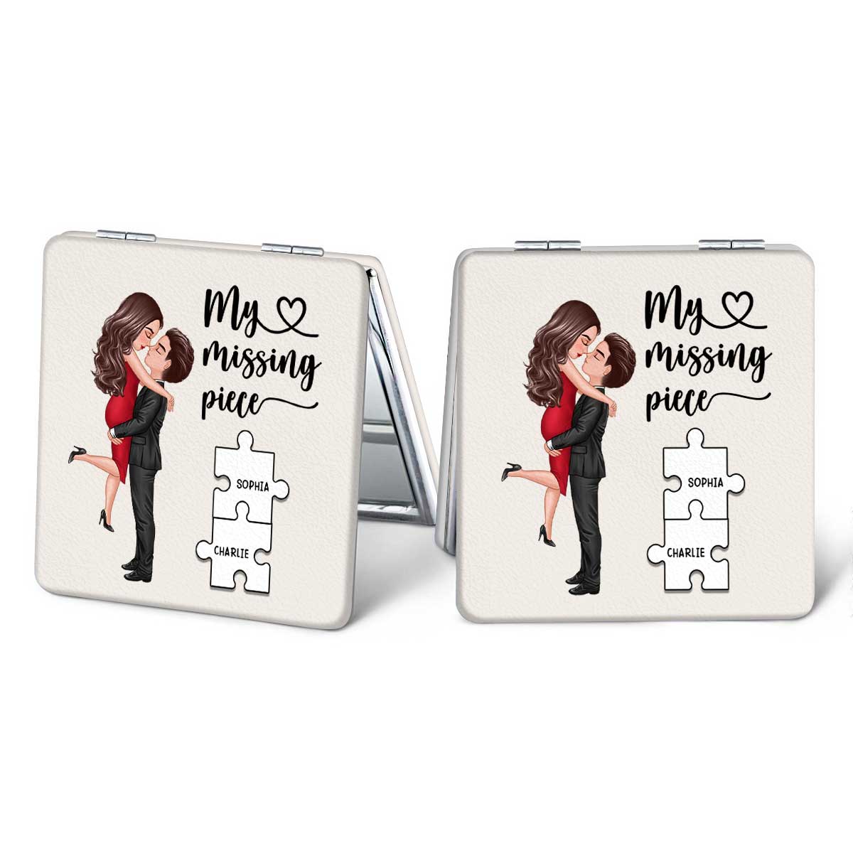 My Missing Piece Gift For Her Personalized Square Compact Mirror - Image 5
