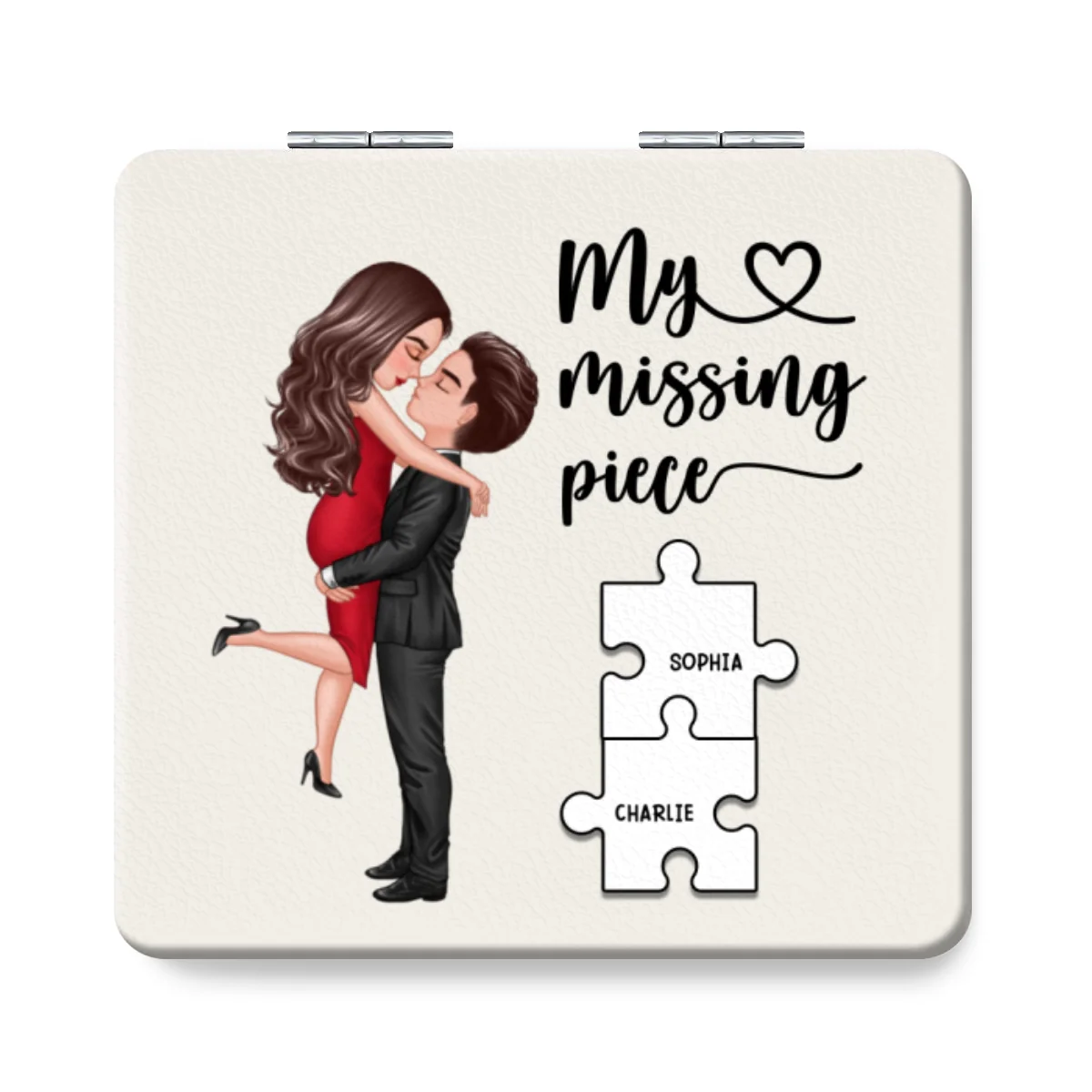 My Missing Piece Gift For Her Personalized Square Compact Mirror - Image 8