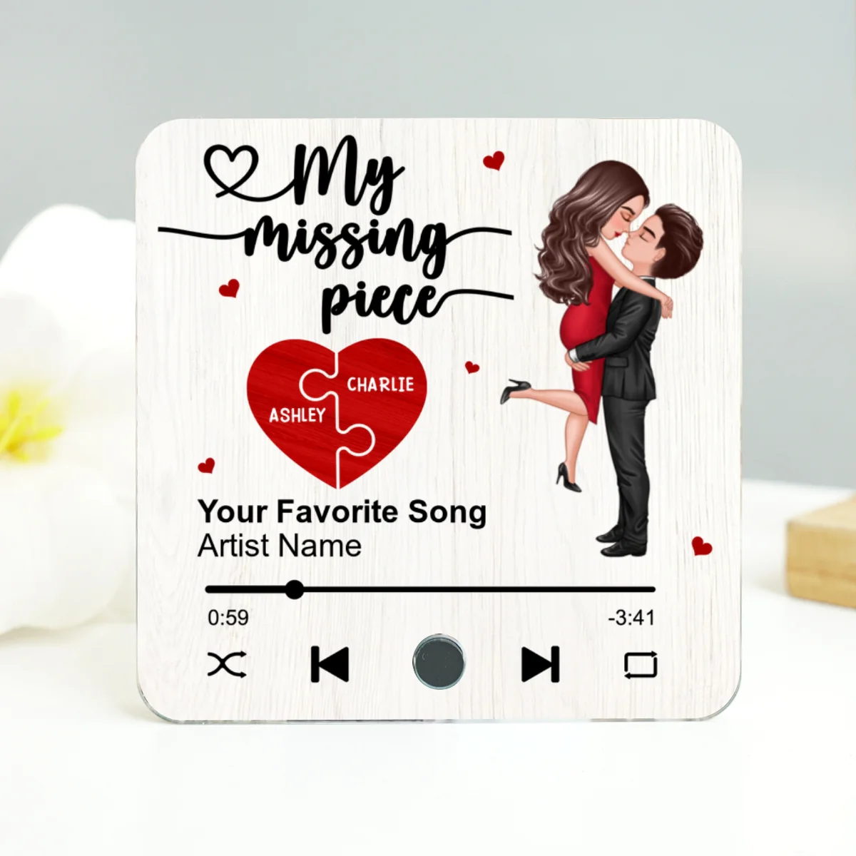 My Missing Piece Gift For Her Gift For Him Couple Kissing Favorite Song Personalized Music Fridge Magnet - Image 11