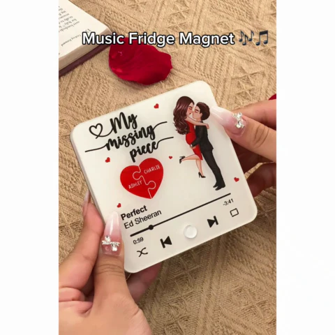 My Missing Piece Gift For Her Gift For Him Couple Kissing Favorite Song Personalized Music Fridge Magnet - Image 2
