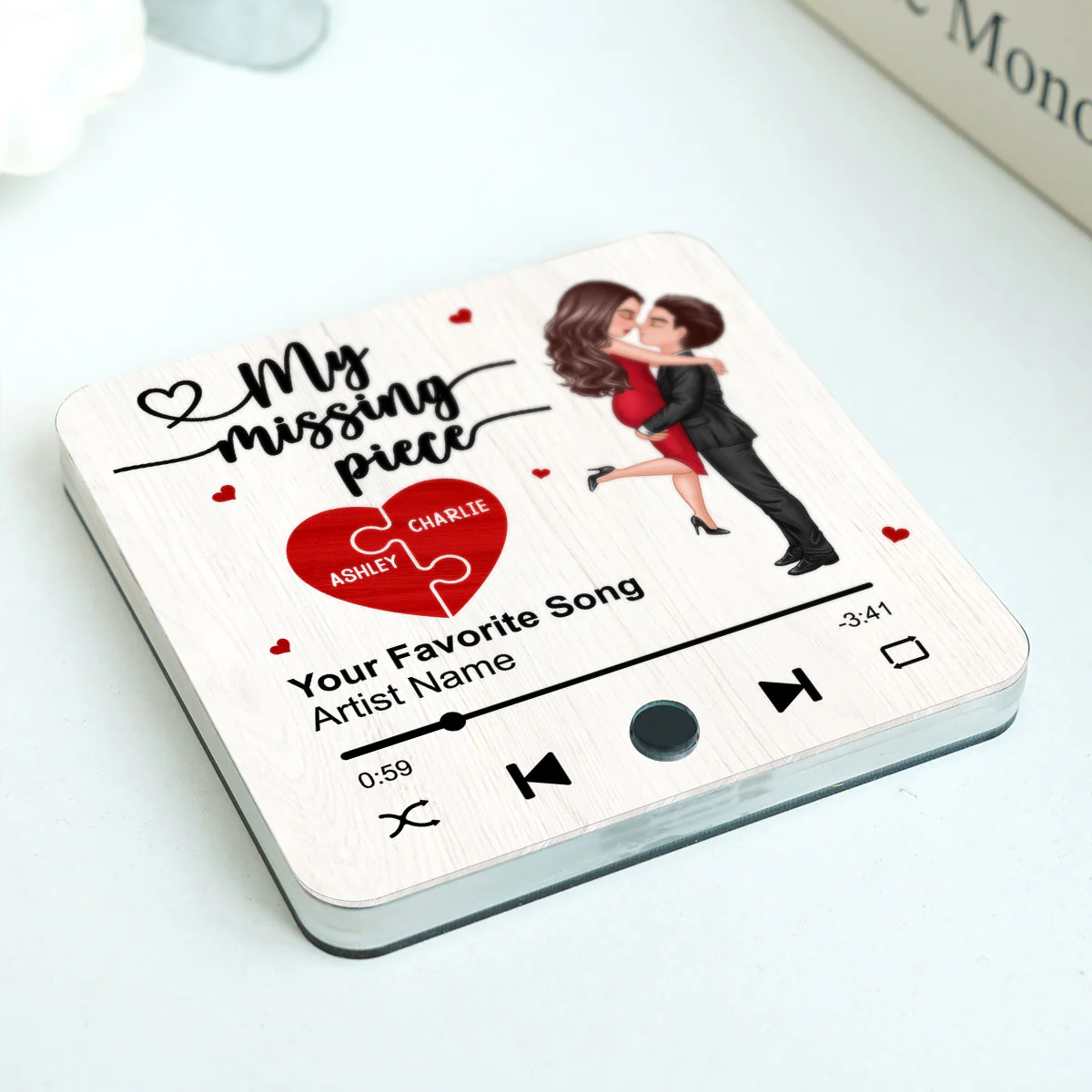 My Missing Piece Gift For Her Gift For Him Couple Kissing Favorite Song Personalized Music Fridge Magnet - Image 4
