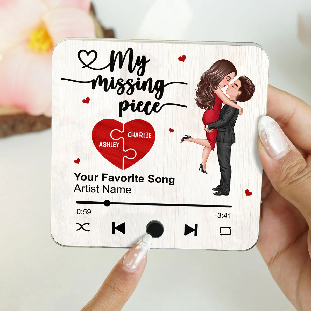 My Missing Piece Gift For Her Gift For Him Couple Kissing Favorite Song Personalized Music Fridge Magnet - Image 8