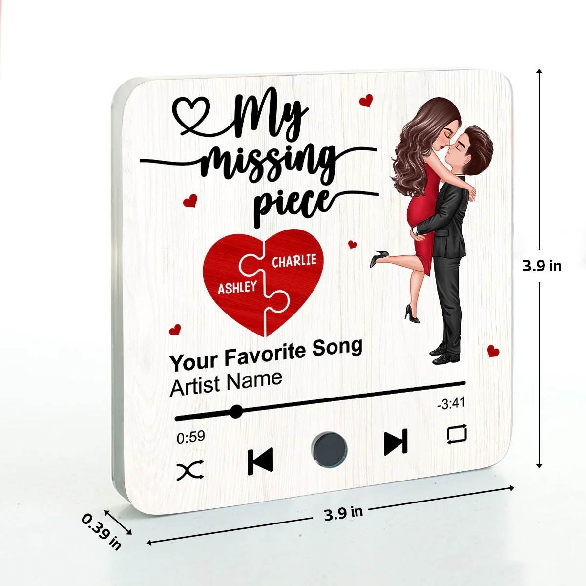 My Missing Piece Gift For Her Gift For Him Couple Kissing Favorite Song Personalized Music Fridge Magnet - Image 9