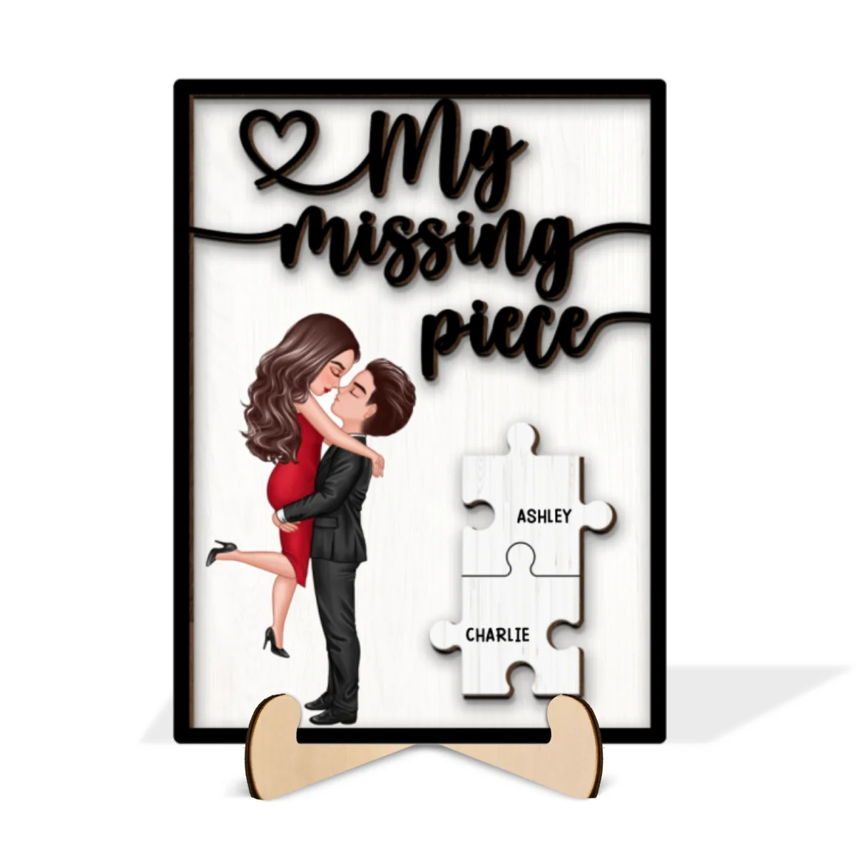 My Missing Piece Valentine‘s Day Gift For Her Gift For Him Personalized 2-Layer Wooden Plaque - Image 8