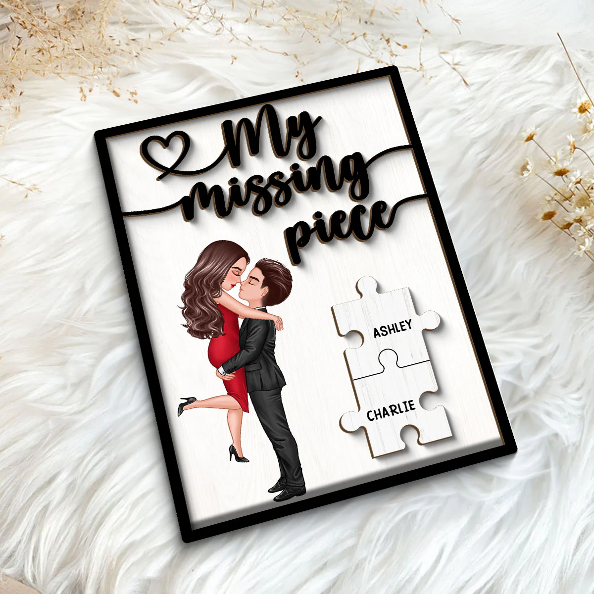 My Missing Piece Gift For Her Gift For Him Personalized 2-Layer Wooden Plaque - Image 5