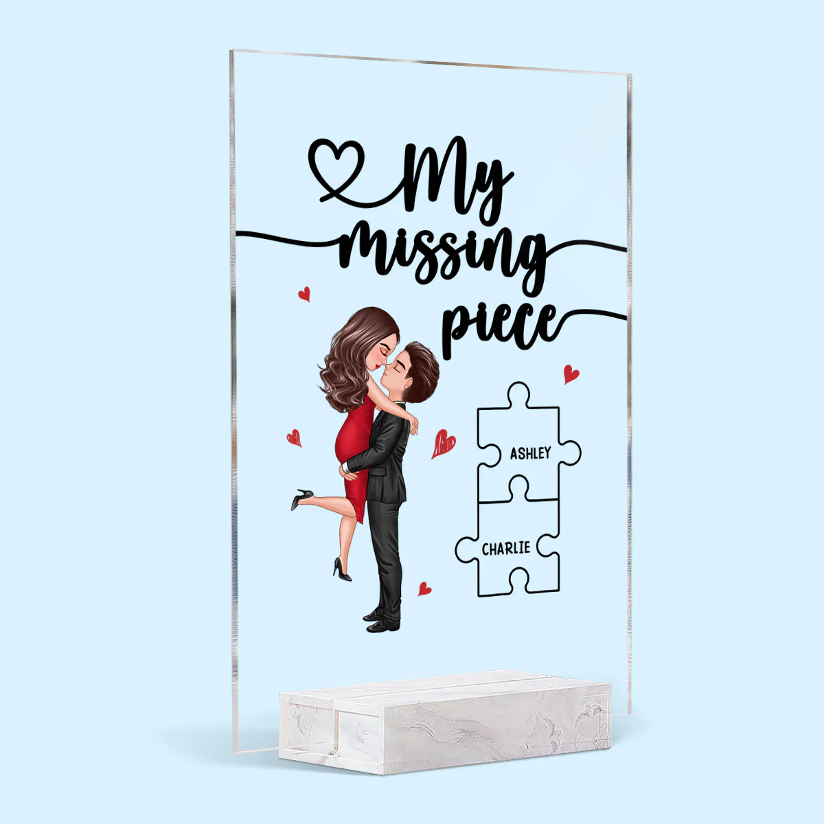 My Missing Piece Valentine‘s Day Gift For Her Gift For Him Personalized Rectangle Acrylic Plaque - Image 2