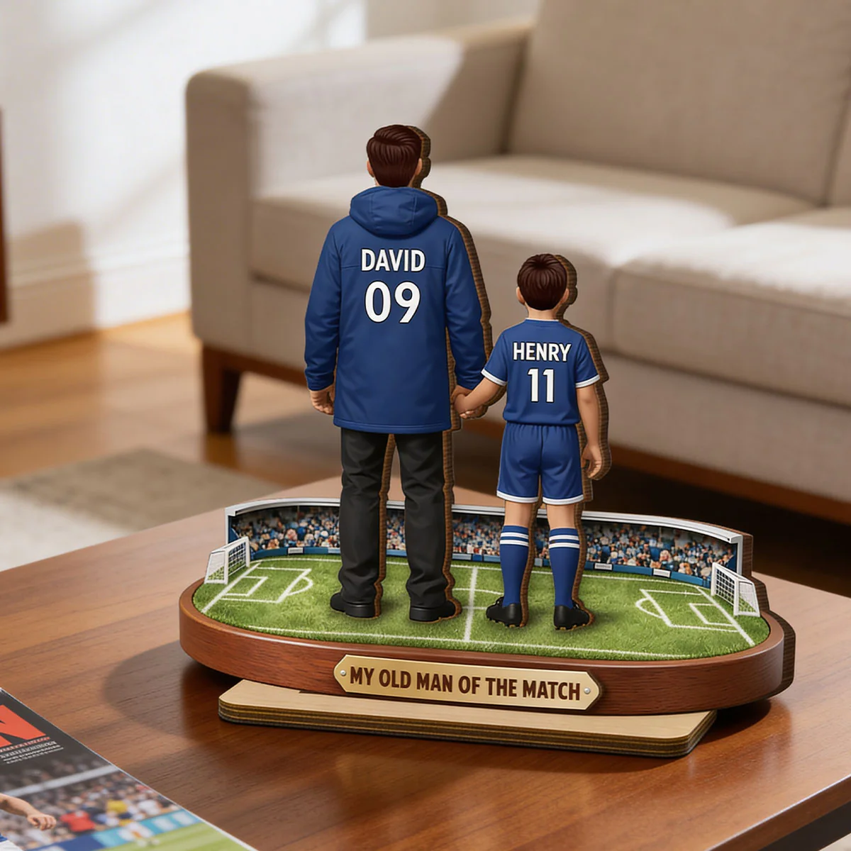 My Old Man Of The Match - Personalised 2-Layered Wooden Plaque - UK Gift For Football Dad - Image 4