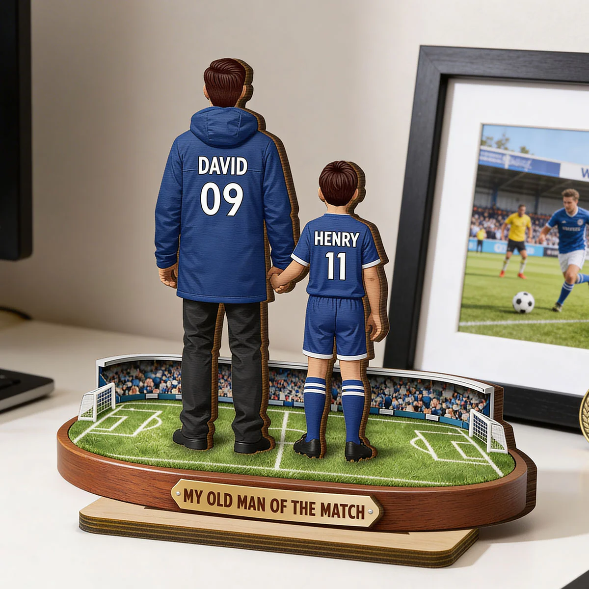My Old Man Of The Match - Personalised 2-Layered Wooden Plaque - UK Gift For Football Dad - Image 2