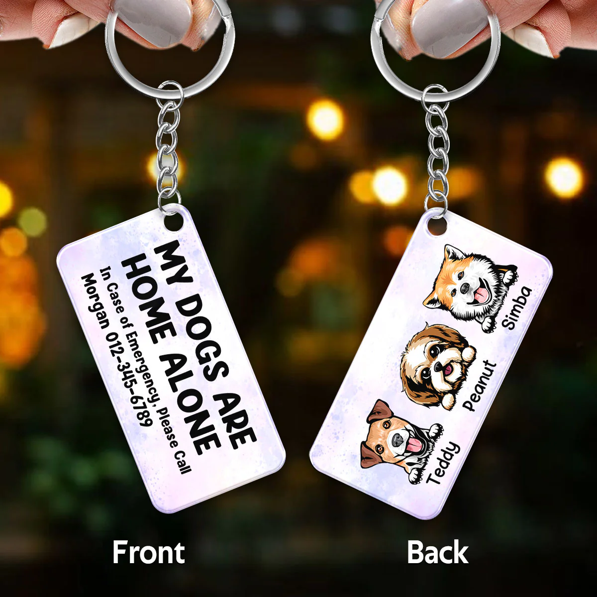 My Pets Home Alone Peeking Dog Cat Gift For Pet Lover Personalized Acrylic Keychain - Image 3