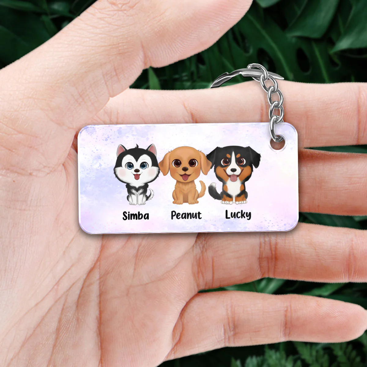 My Pets Home Alone Watercolor Dog Cat Personalized Acrylic Keychain - Image 2