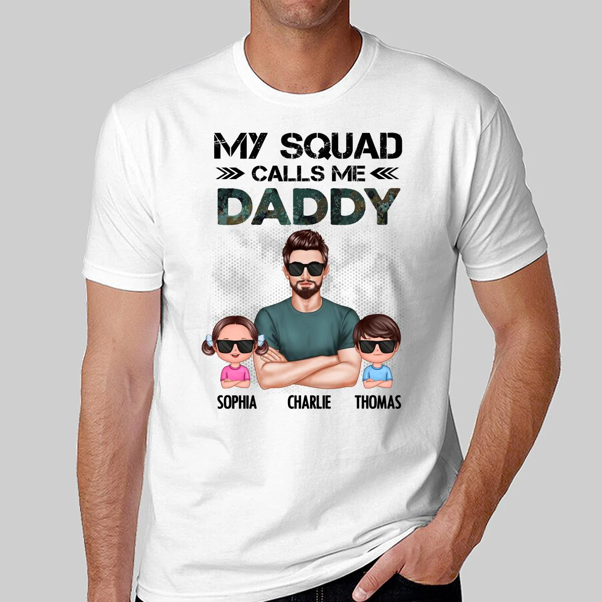 My Squad Calls Me Dad Grandpa Cool Man & Doll Kids Personalized Shirt - Image 2