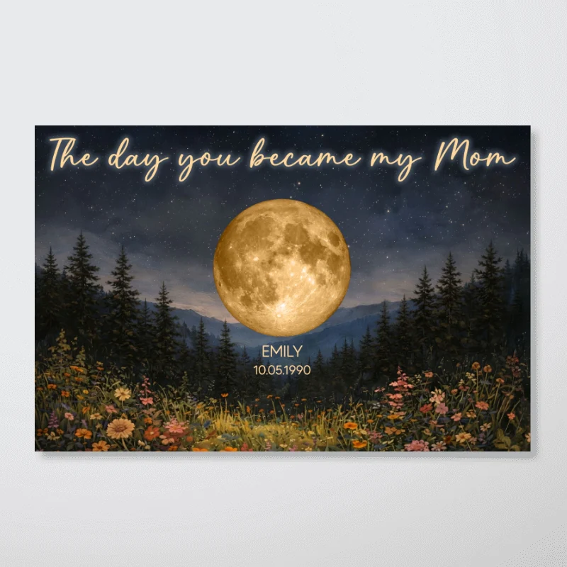Mystical Midnight The Day You Become Mom Grandma Custom Birth Moon Phase - Personalized Poster - Mother's Day Gift For Mom, Grandma - Image 10