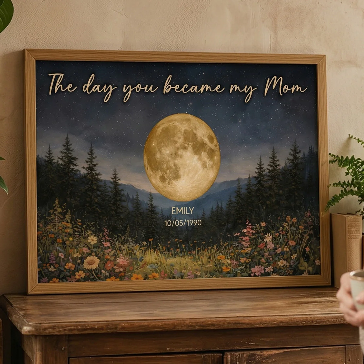 Mystical Midnight The Day You Become Mom Grandma Custom Birth Moon Phase - Personalized Poster - Mother's Day Gift For Mom, Grandma - Image 2