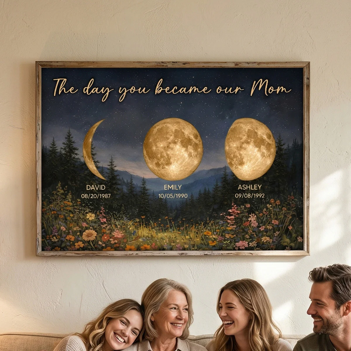 Mystical Midnight The Day You Become Mom Grandma Custom Birth Moon Phase - Personalized Poster - Mother's Day Gift For Mom, Grandma - Image 3