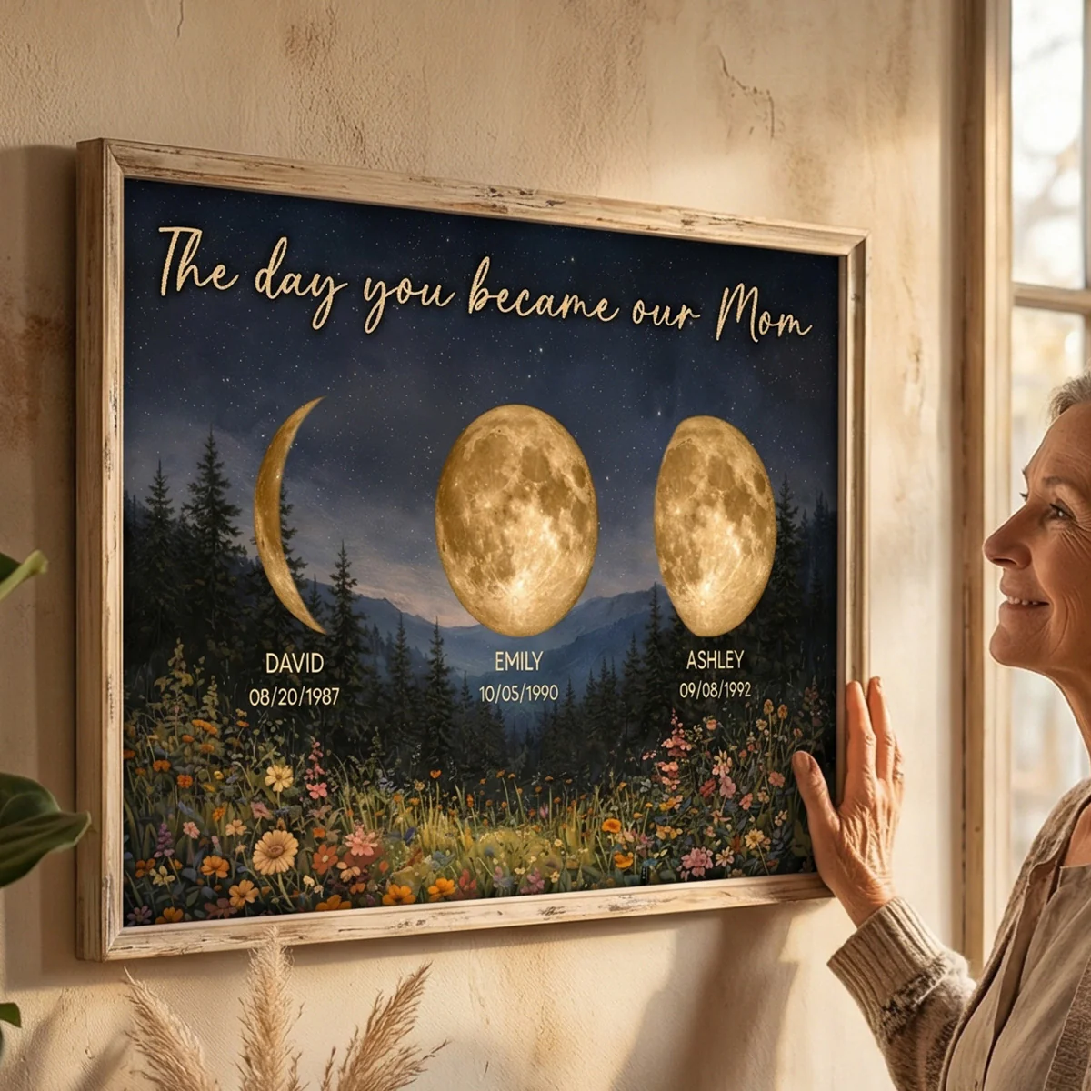 Mystical Midnight The Day You Become Mom Grandma Custom Birth Moon Phase - Personalized Poster - Mother's Day Gift For Mom, Grandma - Image 4