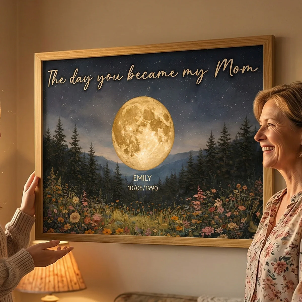 Mystical Midnight The Day You Become Mom Grandma Custom Birth Moon Phase - Personalized Poster - Mother's Day Gift For Mom, Grandma - Image 5