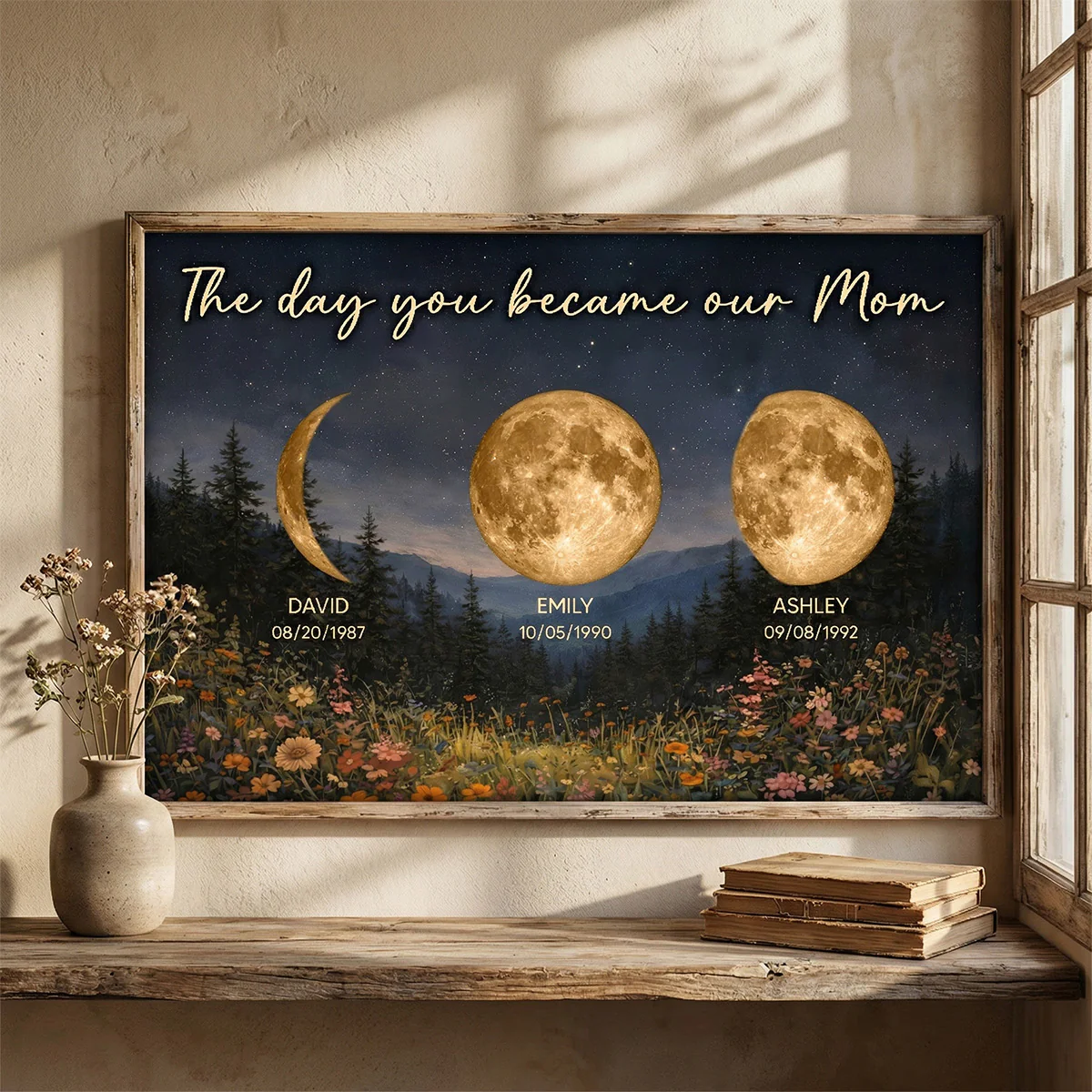 Mystical Midnight The Day You Become Mom Grandma Custom Birth Moon Phase - Personalized Poster - Mother's Day Gift For Mom, Grandma - Image 6