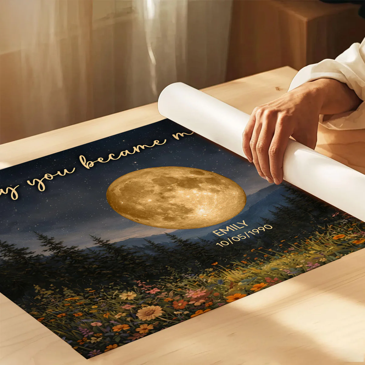 Mystical Midnight The Day You Become Mom Grandma Custom Birth Moon Phase - Personalized Poster - Mother's Day Gift For Mom, Grandma - Image 7