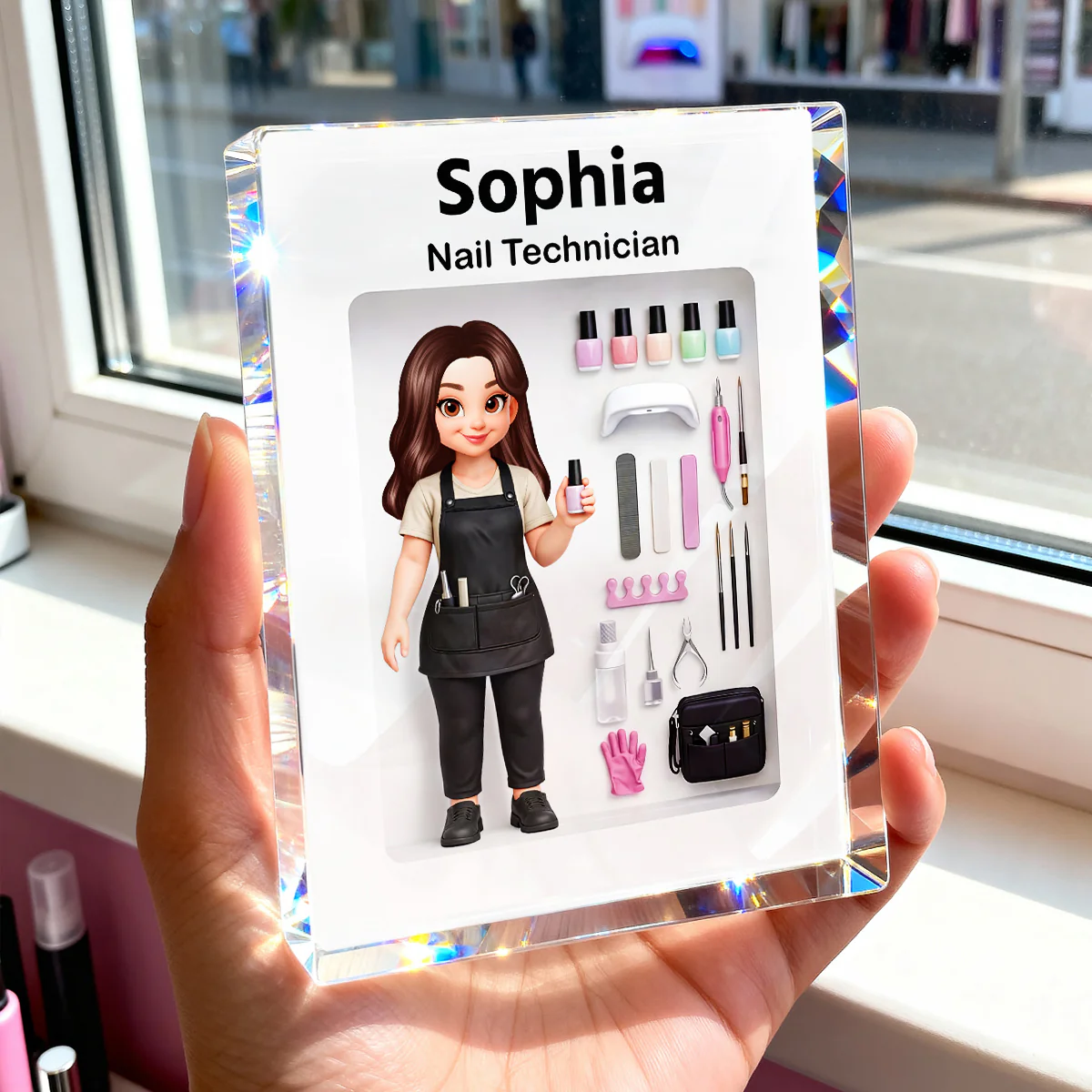 Nail Technician 3D Action Figure - Personalized Acrylic Block Plaque - Gift for Nail Technician - Image 4