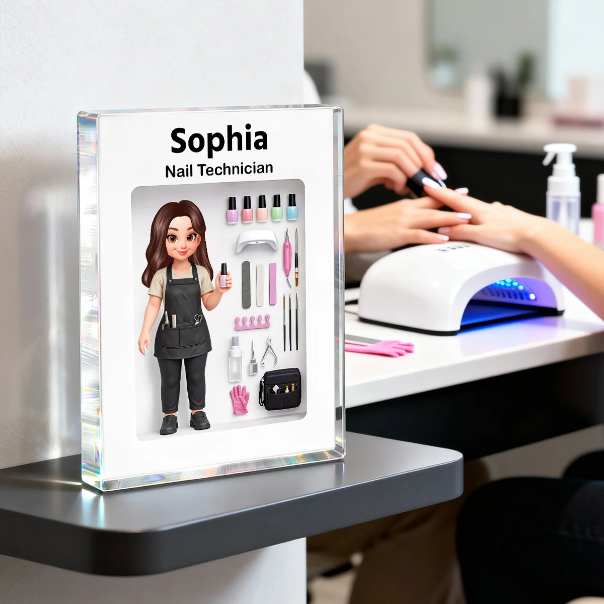 Nail Technician 3D Action Figure - Personalized Acrylic Block Plaque - Gift for Nail Technician - Image 5