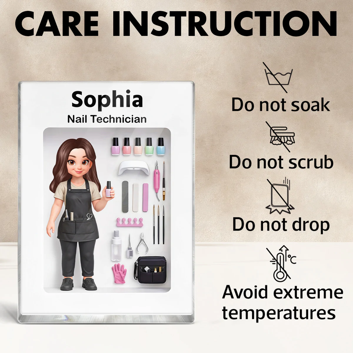Nail Technician 3D Action Figure - Personalized Acrylic Block Plaque - Gift for Nail Technician - Image 7