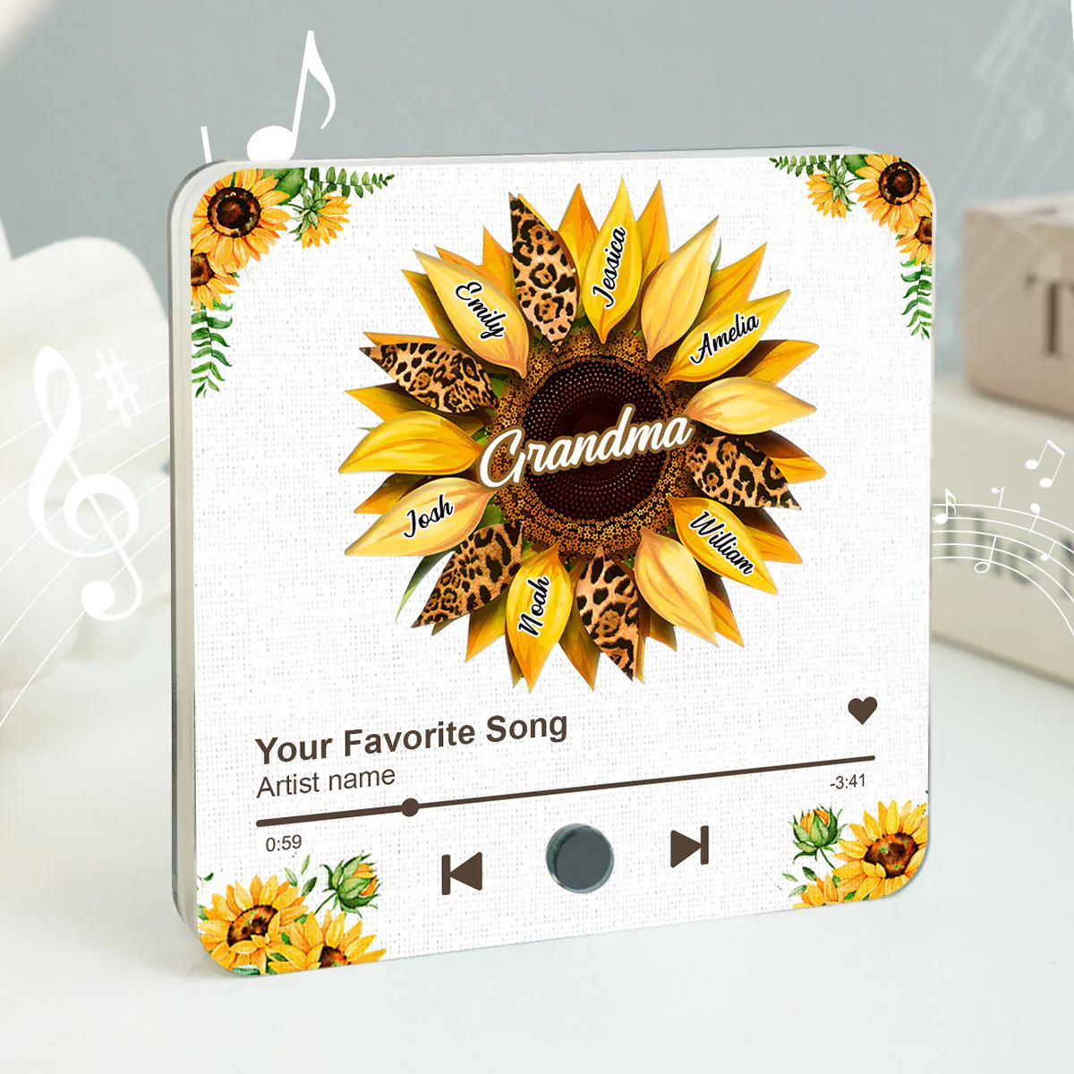 Nana Mom Sunflower Personalized Music Fridge Magnet, Heartfelt 2025 Mother's Day Birthday Gift For Mom - Image 2