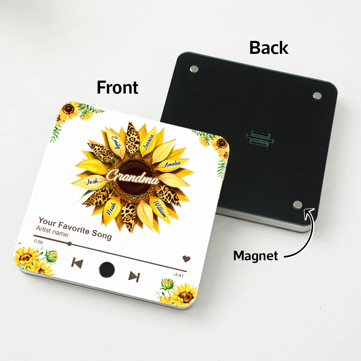 Nana Mom Sunflower Personalized Music Fridge Magnet, Heartfelt 2025 Mother's Day Birthday Gift For Mom - Image 4