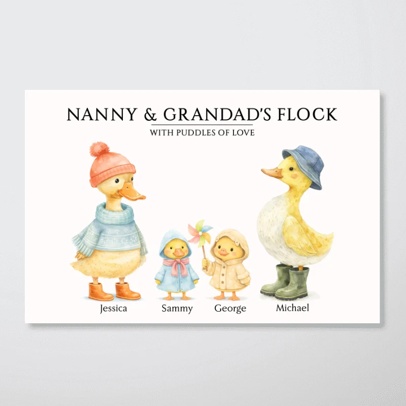 Nanny & Granddad's Flock with Puddles of Love - Personalised Poster - Gift for Grandparents - Image 12