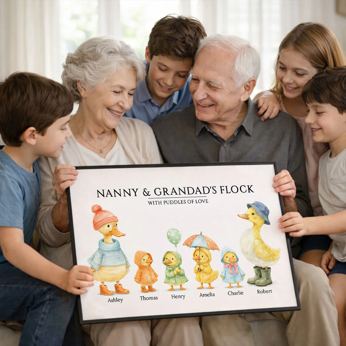 Nanny & Granddad's Flock with Puddles of Love - Personalised Poster - Gift for Grandparents - Image 6