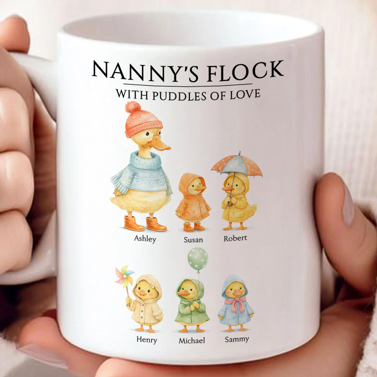 Nanny's Flock with Puddles of Love - Personalised Mug - Gift for Grandma - Image 2