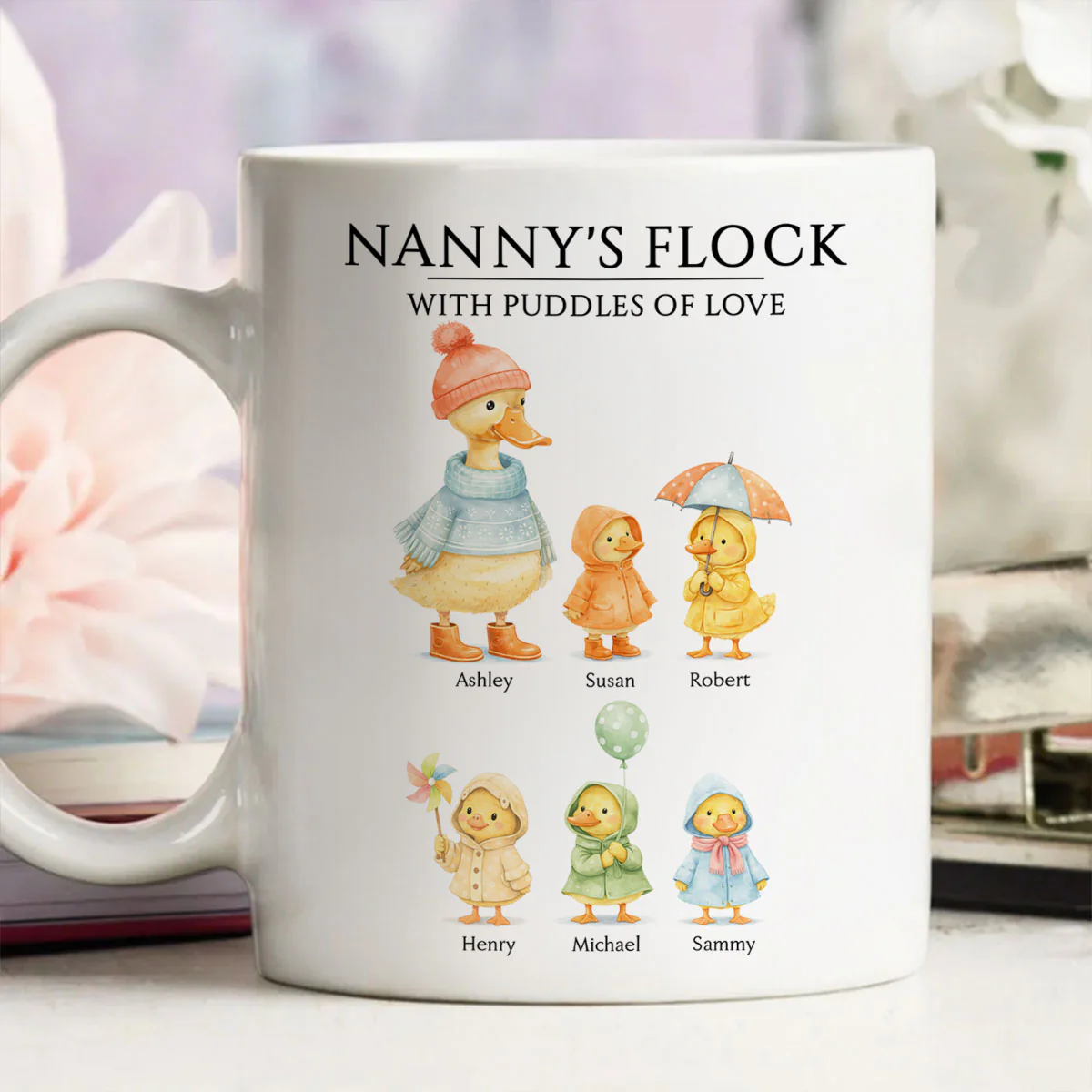 Nanny's Flock with Puddles of Love - Personalised Mug - Gift for Grandma - Image 4