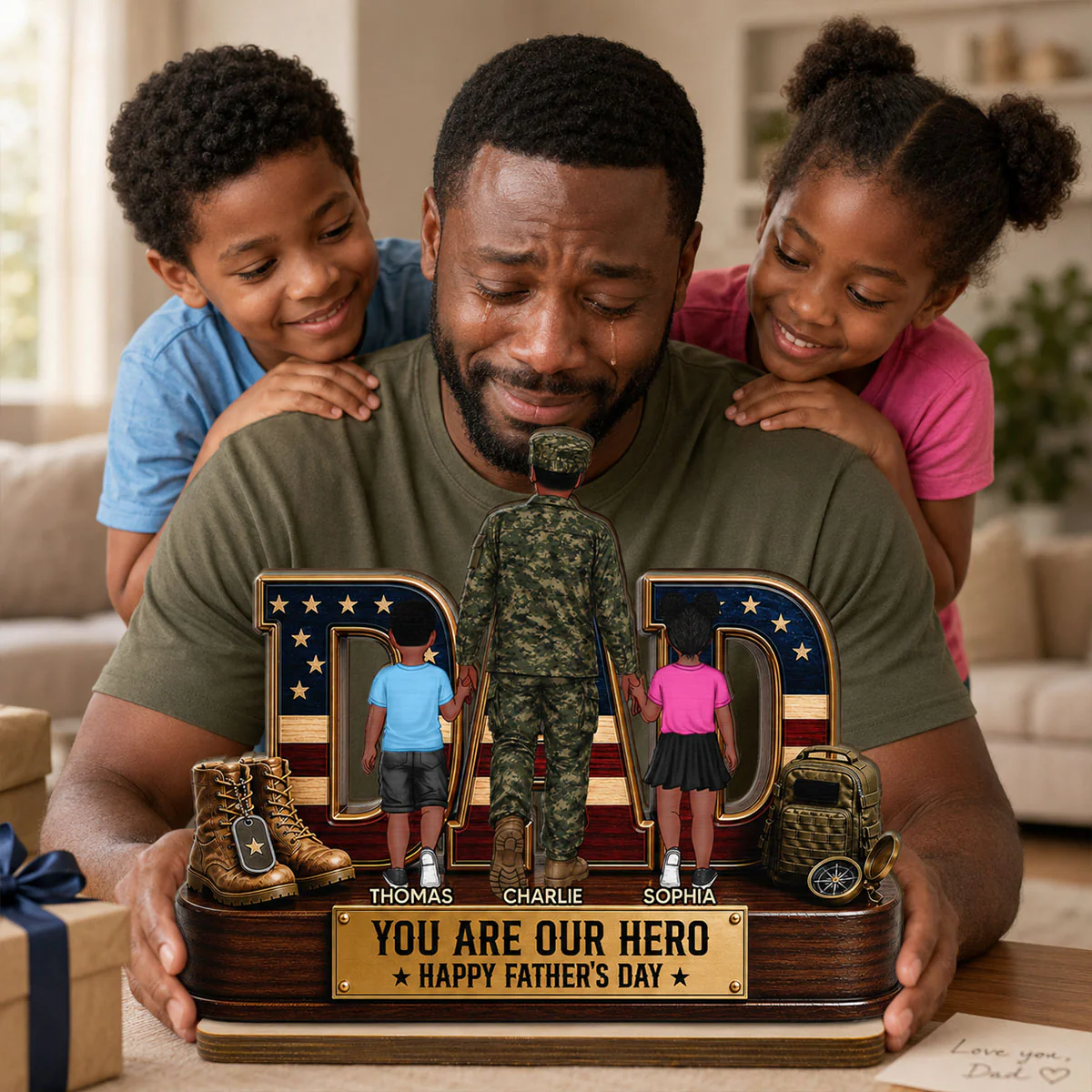 Nation Flag Military Dad You Are Our Hero - Personalized 2-Layered Wooden Plaque - Gift For Dad, Husband - Image 10