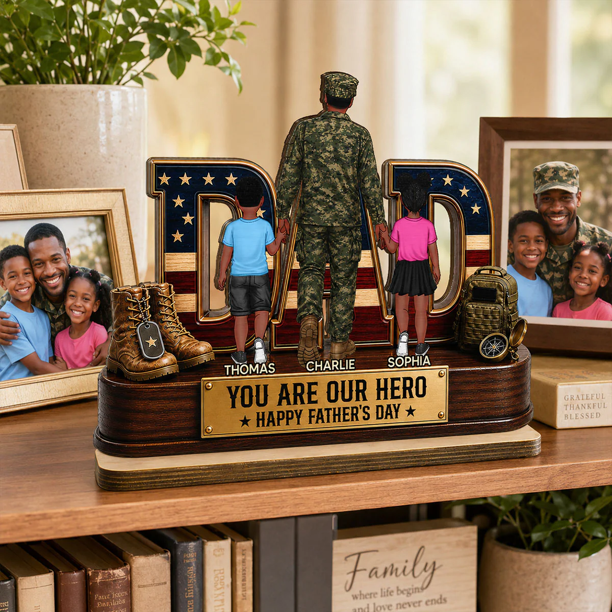 Nation Flag Military Dad You Are Our Hero - Personalized 2-Layered Wooden Plaque - Gift For Dad, Husband - Image 8